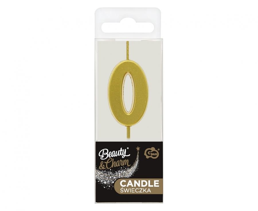 Świeczki piker B&C cyferka 0 metaliczna złota 9,5x2,3cm BH-SPZ0 GoDan